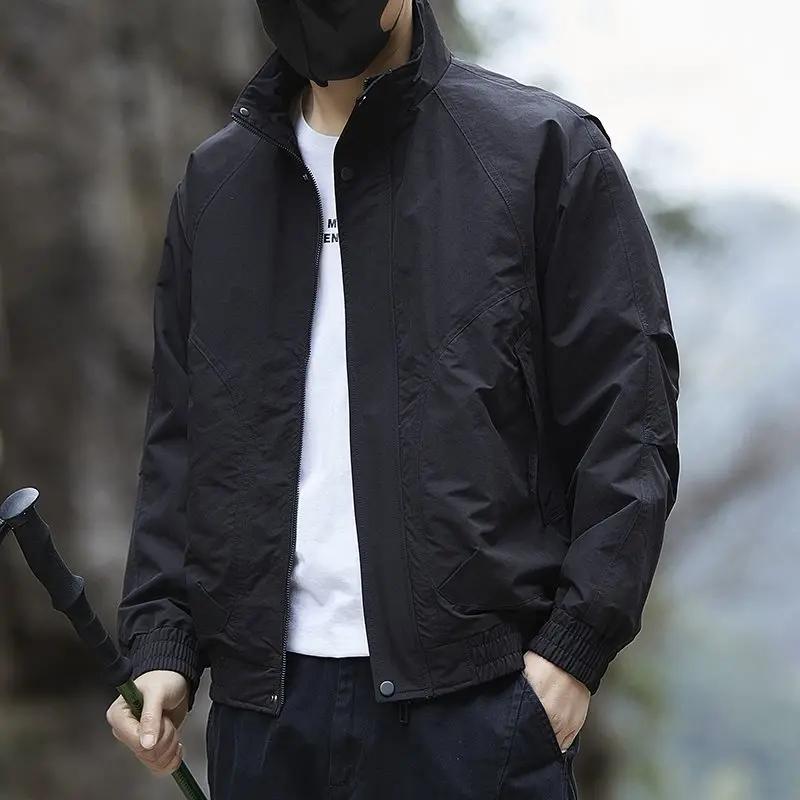 Veste de travail printemps 2026 pour homme, col montant, manteau d'extérieur, veste cargo haut de ga