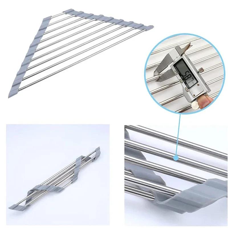 Égouttoir à vaisselle triangulaire enroulable, organisateur d'évier de cuisine, coin sur l'évier, po