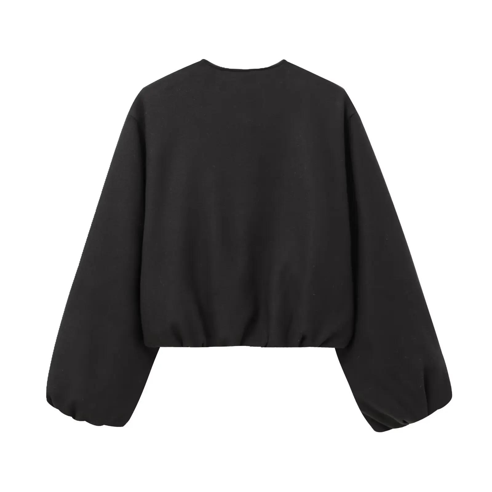 MUJER noir Bomber vestes pour femmes fermeture éclair varsity vestes femmes doux recadrée vestes fem