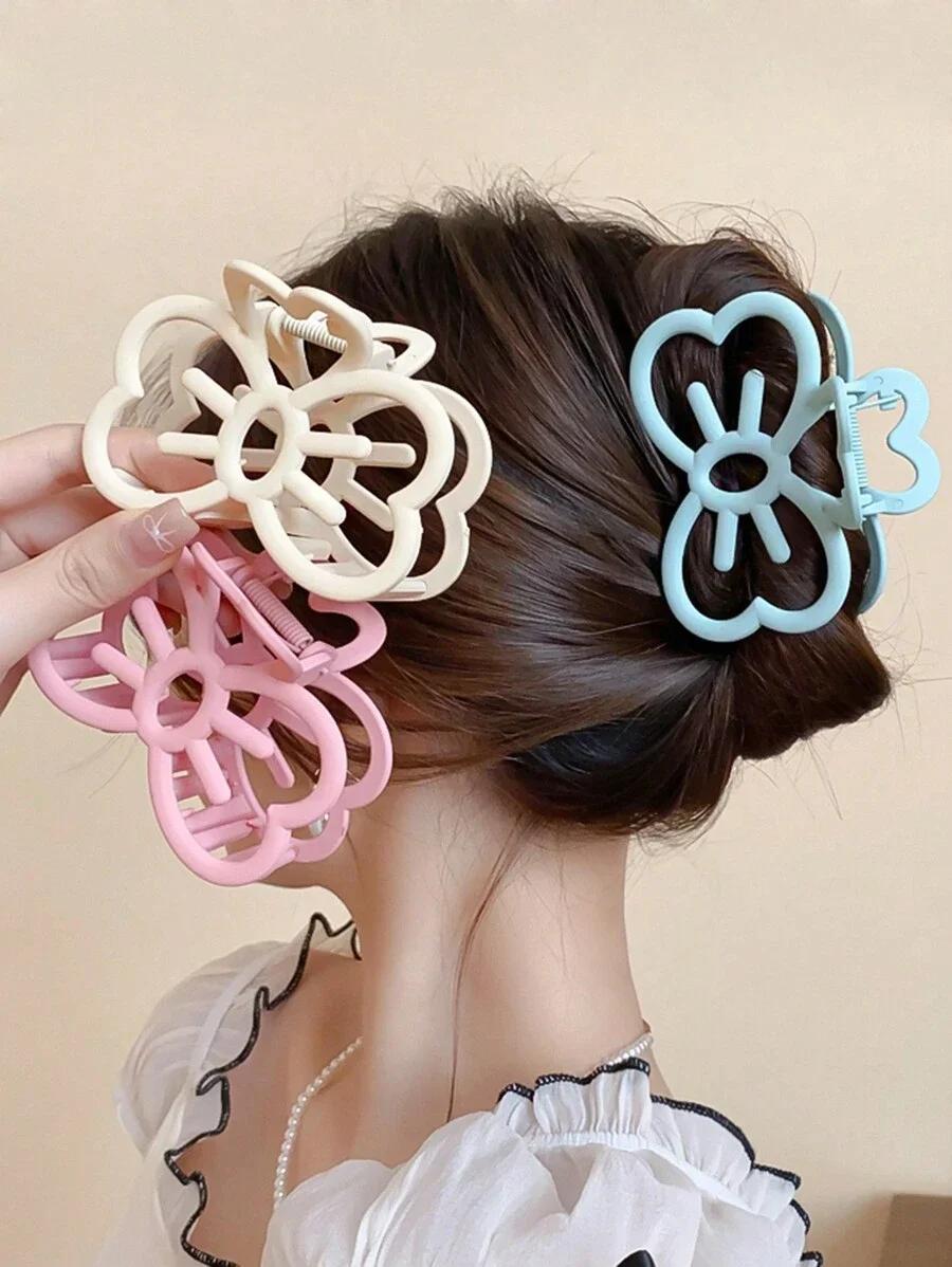 Pince à cheveux avec nœud de chat couleur bonbon, pince à griffe en plastique, pince à cheveux en fo
