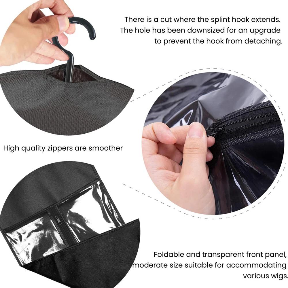 1 ensemble/2 ensembles sac de rangement de perruque avec cintre sacs à cheveux avec cintre en plasti