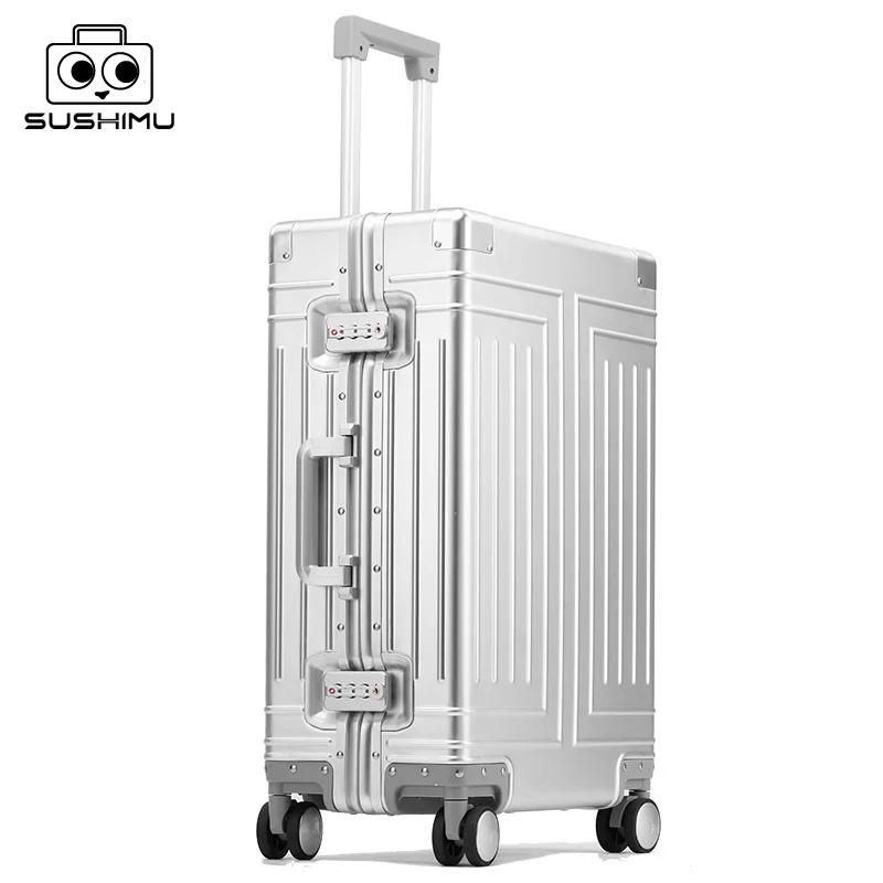 Valise de Voyage en Alliage d'Aluminium-Magnésium, Bagage à Roulettes, 20/100% Pouces, Cabine à Main