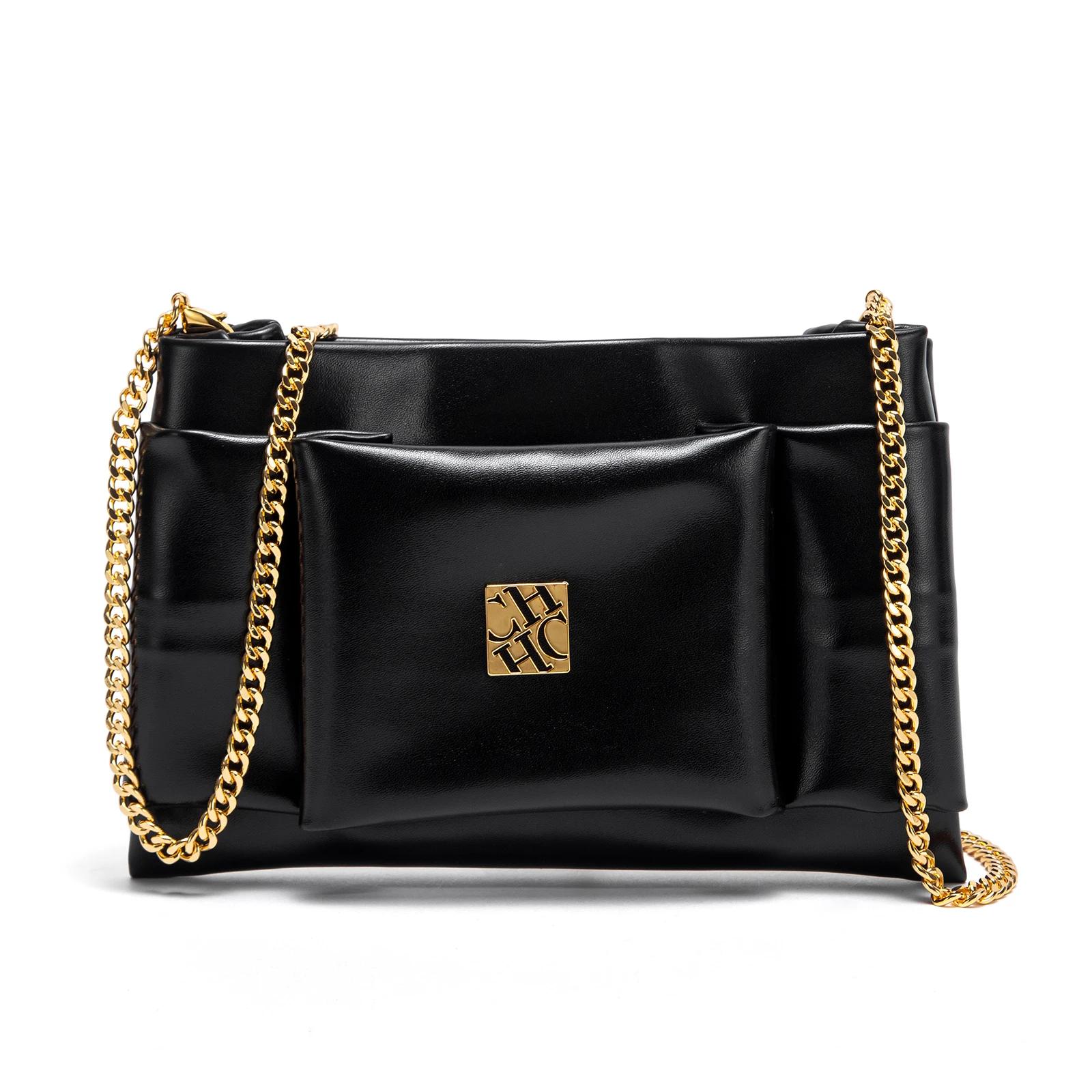 CHCH sac à bandoulière pour femme nouveau Simple noir détachable double usage chaîne sac portefeuill