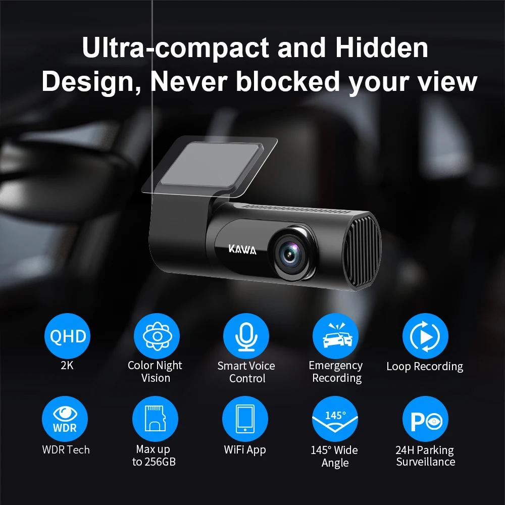 1440P KAWA voiture DVR D6 Dash Cam 2K enregistreur vidéo WiFi/application/commande vocale caméra de 