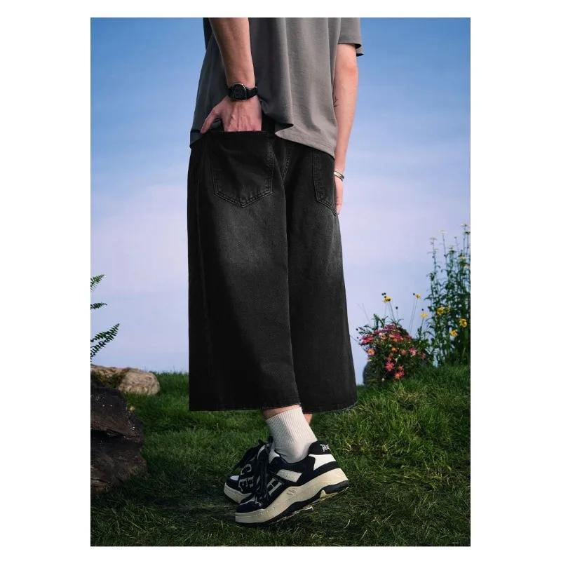 Shorts en jean délavé dégradé style rétro américain pour homme, collection été 2026 – Nouveau pantal