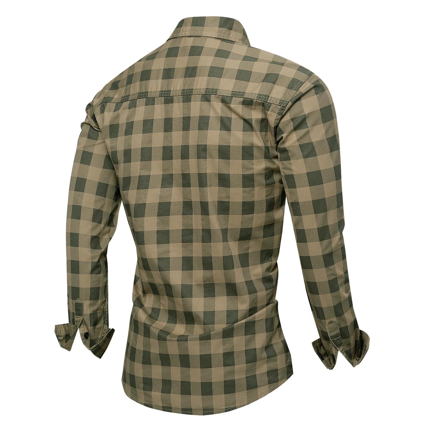2025 automne nouvelle mode hommes 100% coton chemise à carreaux hauts décontracté boutonné à manches