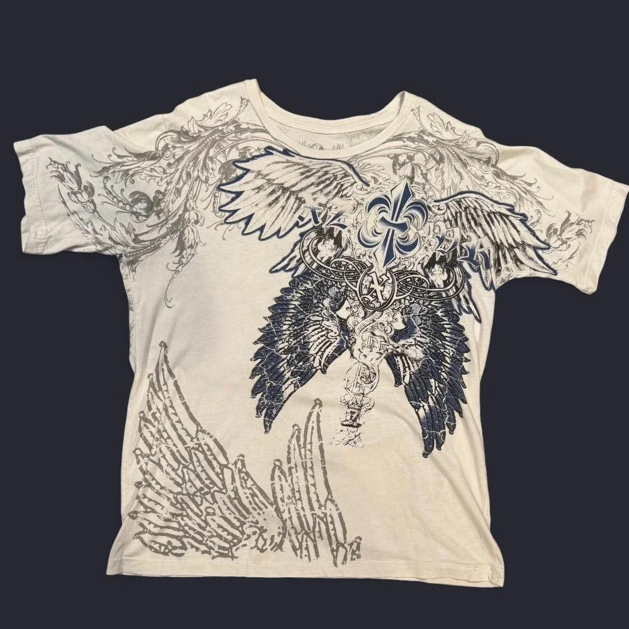 T-shirt rétro Xtreme Angel Wing pour hommes et femmes, jaune, manches courtes, Harajuku, mode améric
