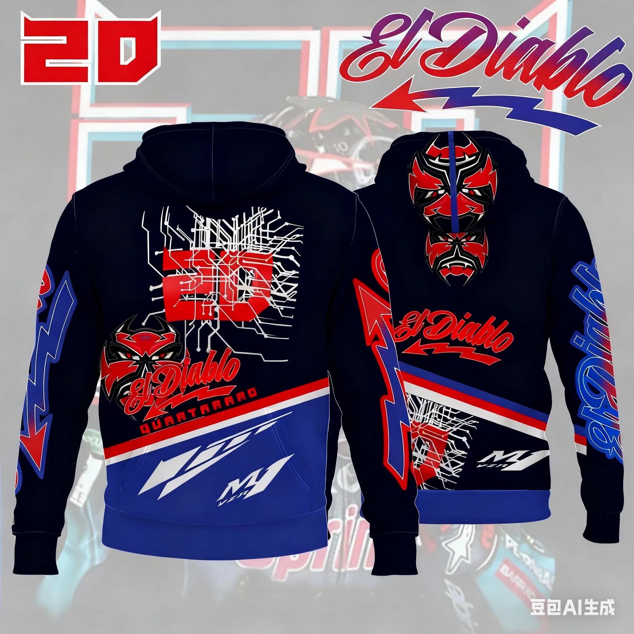 Nouvelle course de moto 2025 n° 20 Driver Fabio Quartararo Sweat à capuche créatif pour les amateurs