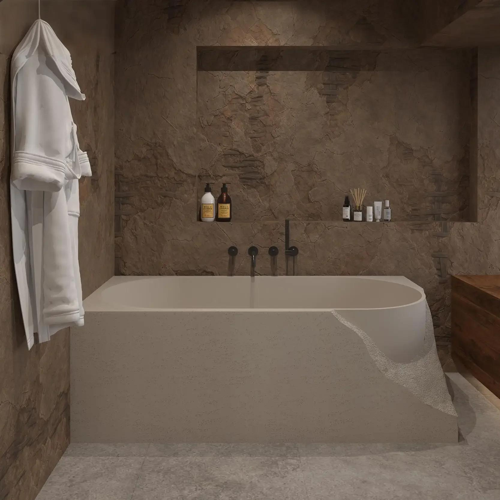 "Vignoire de trempage autoportante moderne Wabi Sabi – Baignoire en pierre de grotte artistique fait