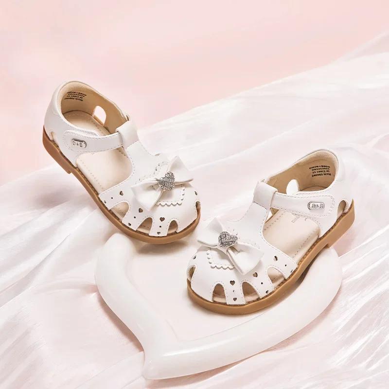 Dave Bella bébé filles sandales été belles chaussures en cuir souple enfants princesse chaussures en