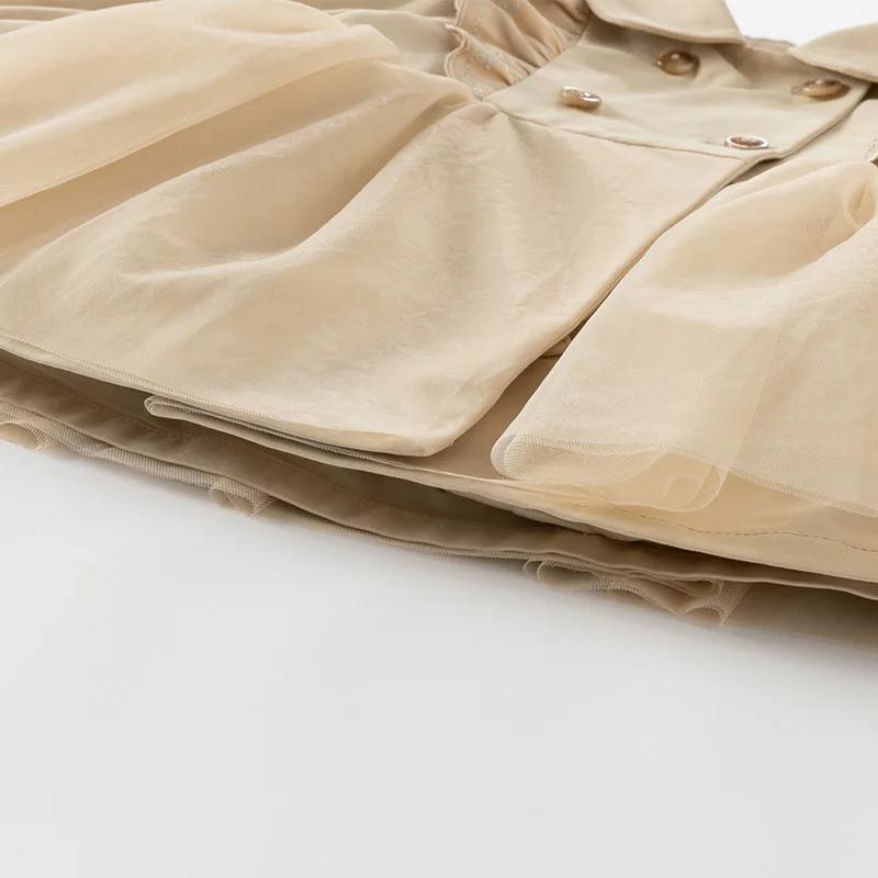 Dave Bella veste pour enfants automne printemps Trench manteaux pour adolescentes doux haut kaki vêt