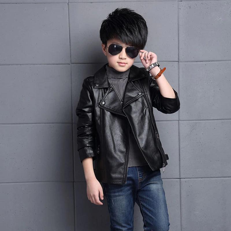 Veste imperméable en cuir PU avec fermeture éclair pour enfants, manteau pour garçons, vêtements pou