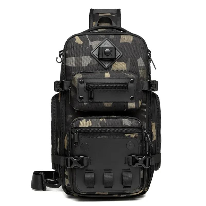 Ozuko sacs de ventre sac de poitrine pour hommes en plein air tactique une épaule sac à bandoulière 
