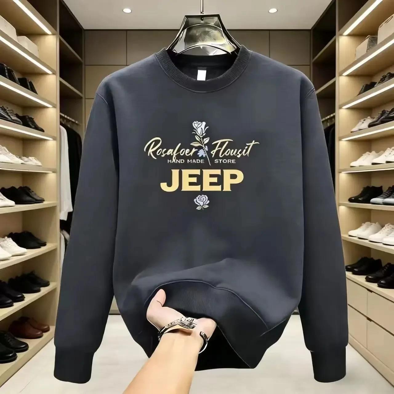 Nouveau sweat-shirt épais à manches longues pour hommes de la marque Jeep, haut imprimé polyvalent à