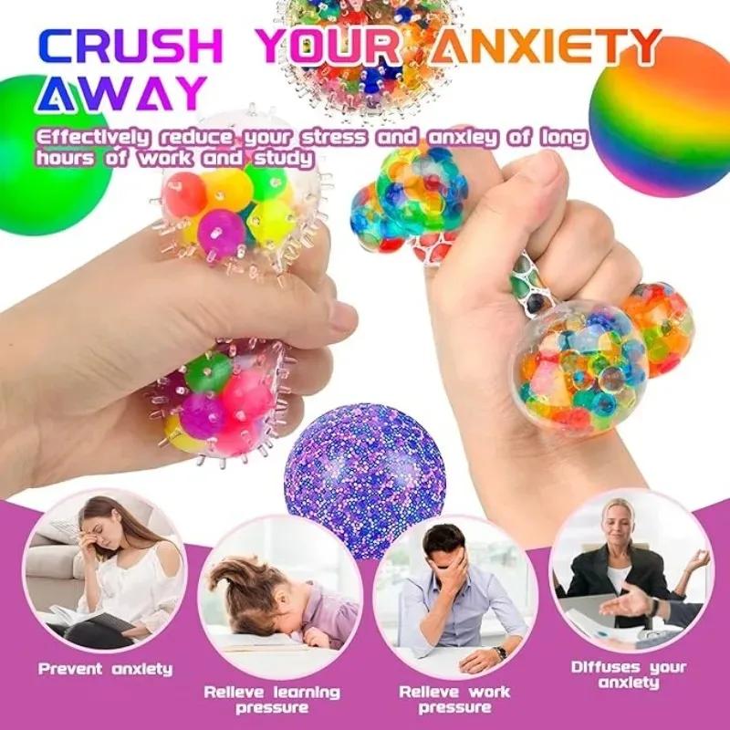 6 pièces Mini balles anti-Stress Squishy ensemble arc-en-ciel balle à presser EDC jouet sensoriel Fi