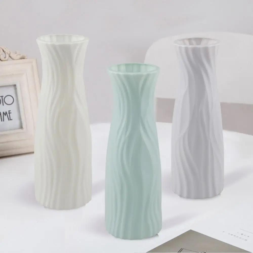 Vase à Fleurs en Plastique et Céramique Solide, Récipient de Décoration de Salon