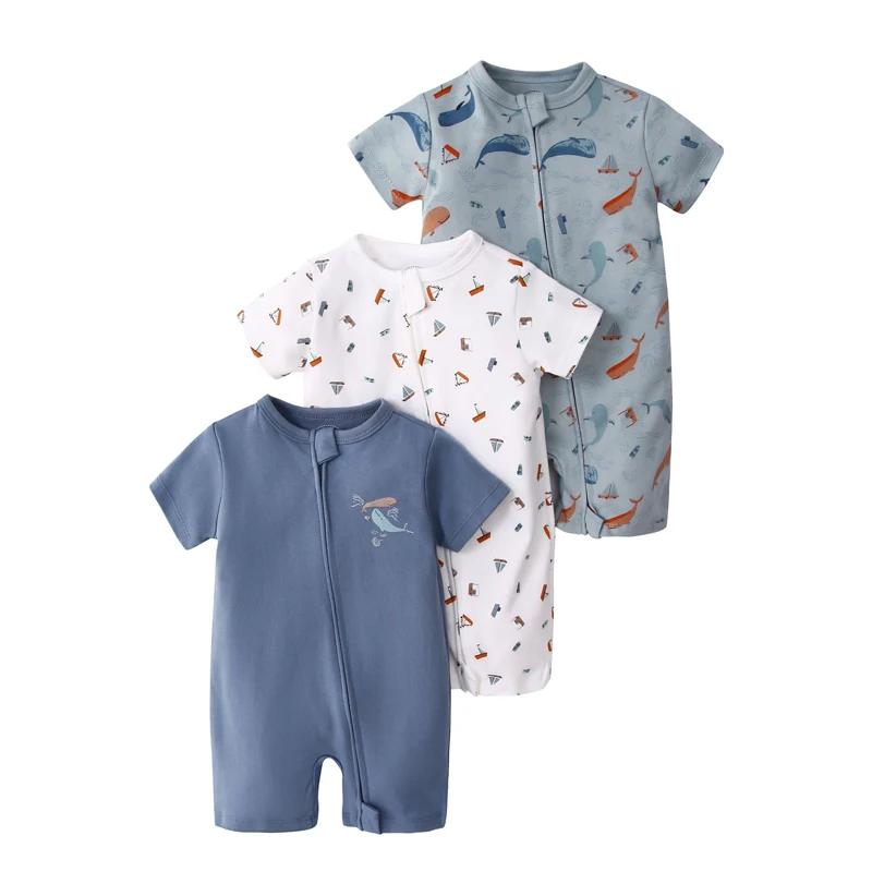 IYEAL bébé été 100% coton barboteuses garçons filles vêtements pyjamas 3 pièces/lot nouveau-né Bebe 