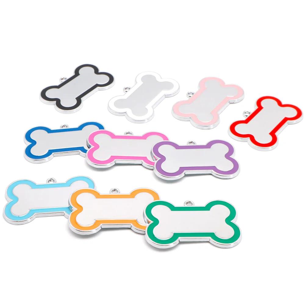 En gros 100 pièces 10 coloré mignon gravé ID chien étiquette os bricolage chien étiquettes d'identif