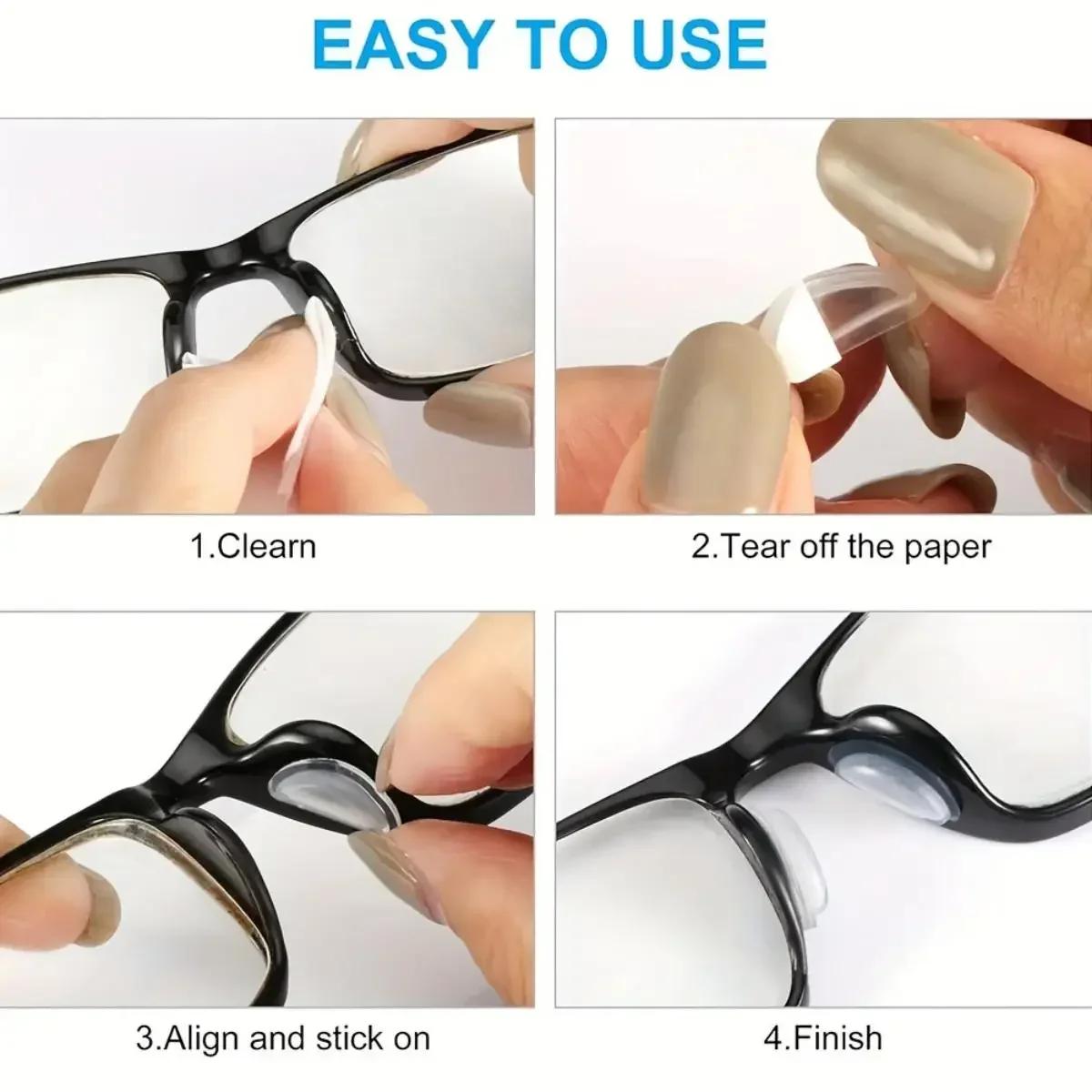 2/5 paires/paquets de coussinets de nez adhésifs antidérapants en silicone pour lunettes de soleil, 
