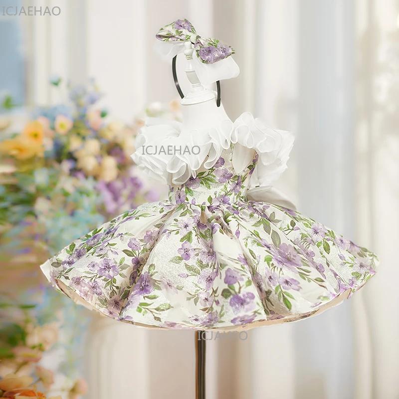 Robe de soirée pour filles, costume de fête du premier anniversaire, robe de soirée fleurie pour enf