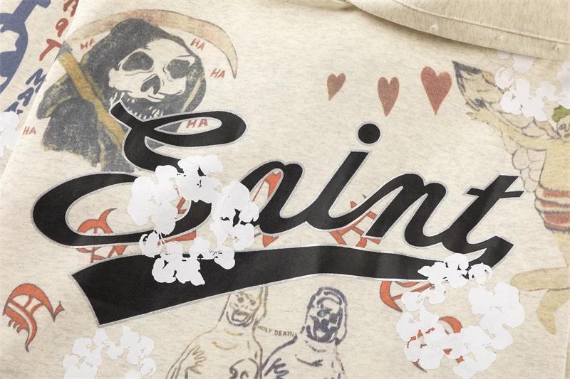 Nouveau Saint Graffiti sweat à capuche imprimé pull hommes femmes haute qualité 25fw tissu lourd uni