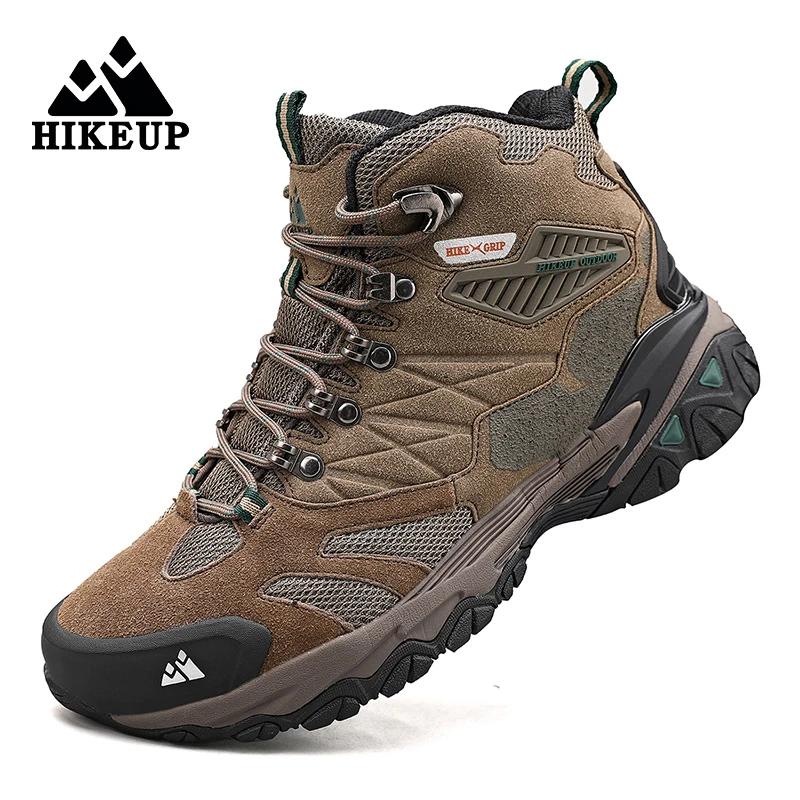 HIKEUP-Bottes de randonnée en daim pour hommes, baskets de trekking en plein air, chaussures de mont