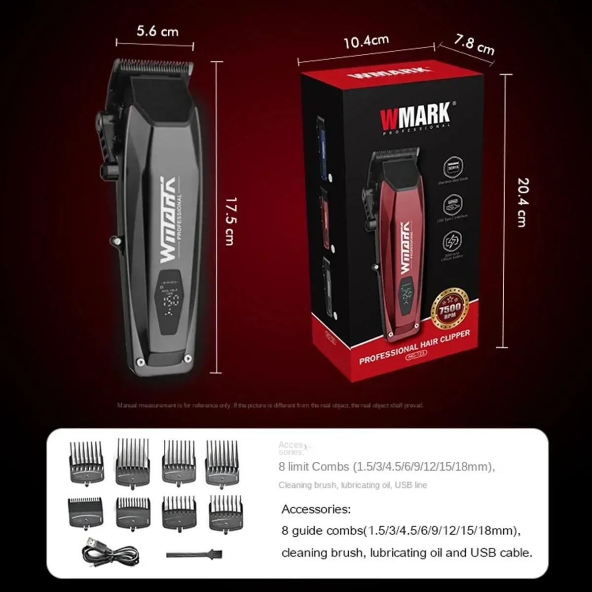 WMARK NG-125 tondeuse à cheveux professionnelle 7500 tr/min tondeuse à cheveux électrique, styliste 