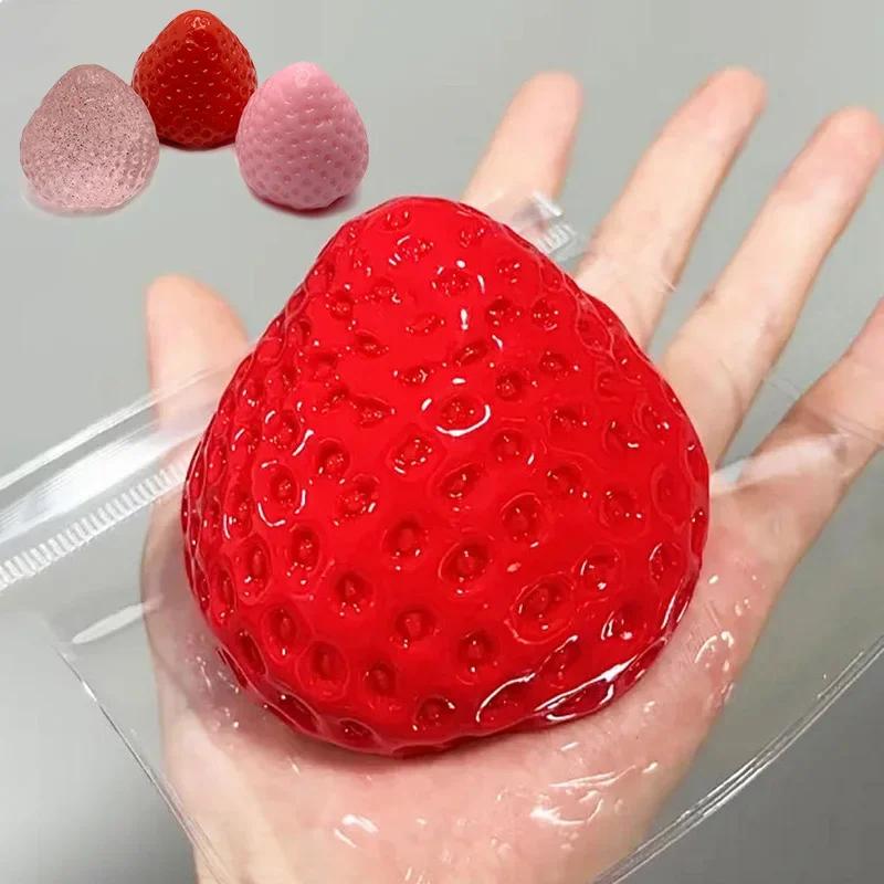 Grande fraise presser Taba Squishy jouet Kawaii rouge rose Squishies Fidget jouet Fruits légumes dou