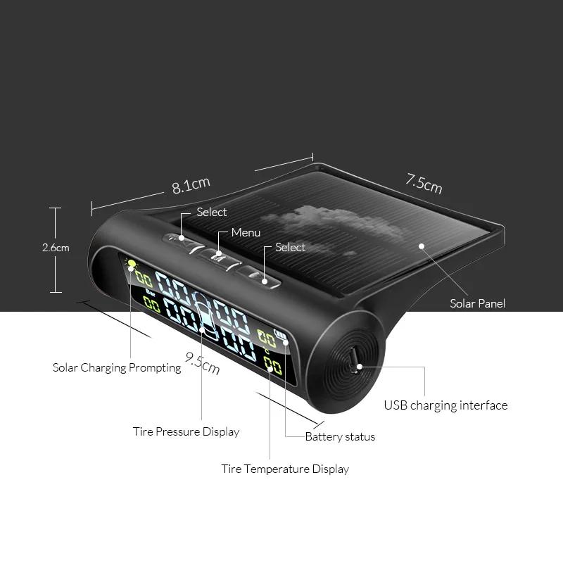 E-ACE énergie solaire TPMS système de surveillance d'alarme de pression des pneus de voiture système