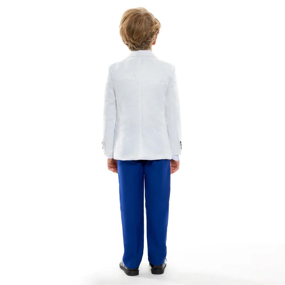 Ensemble de smoking classique blanc et bleu roi pour garçons de 3 à 14 ans – Costume de communion av