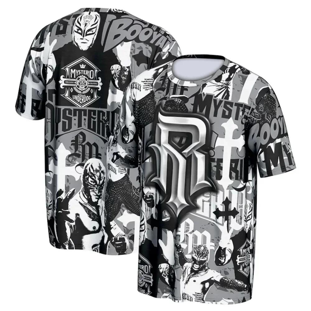 T-shirt d'été pour hommes et enfants, impression 3D, célèbre lutteur Rey Mysterio, col rond, style s