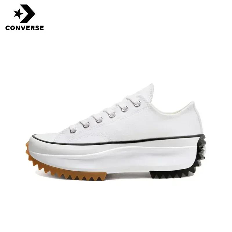 Nouvelles baskets Converse Run Star Hike en toile noire et blanche pour femmes, plateforme, 2026