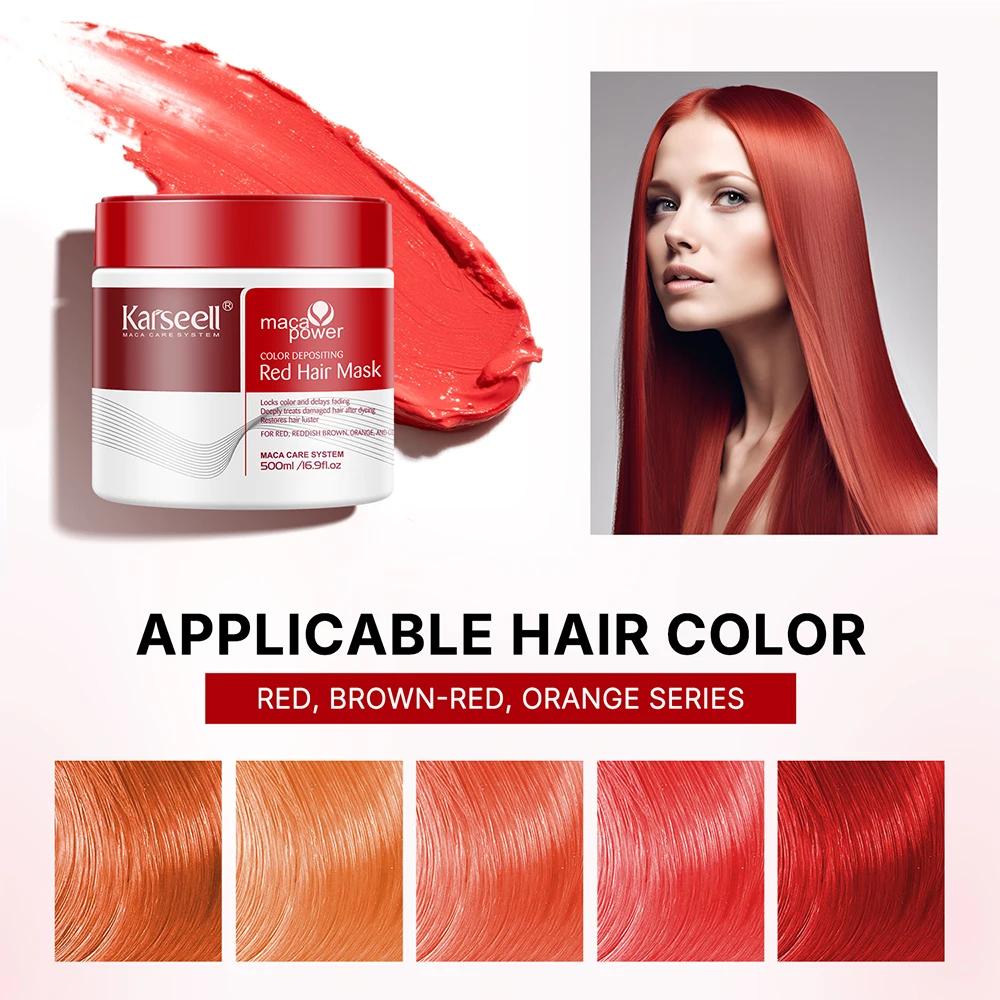 Karseell Color Deposition Masque pour cheveux rouges Après-shampooing stimulant la couleur, hydrate 