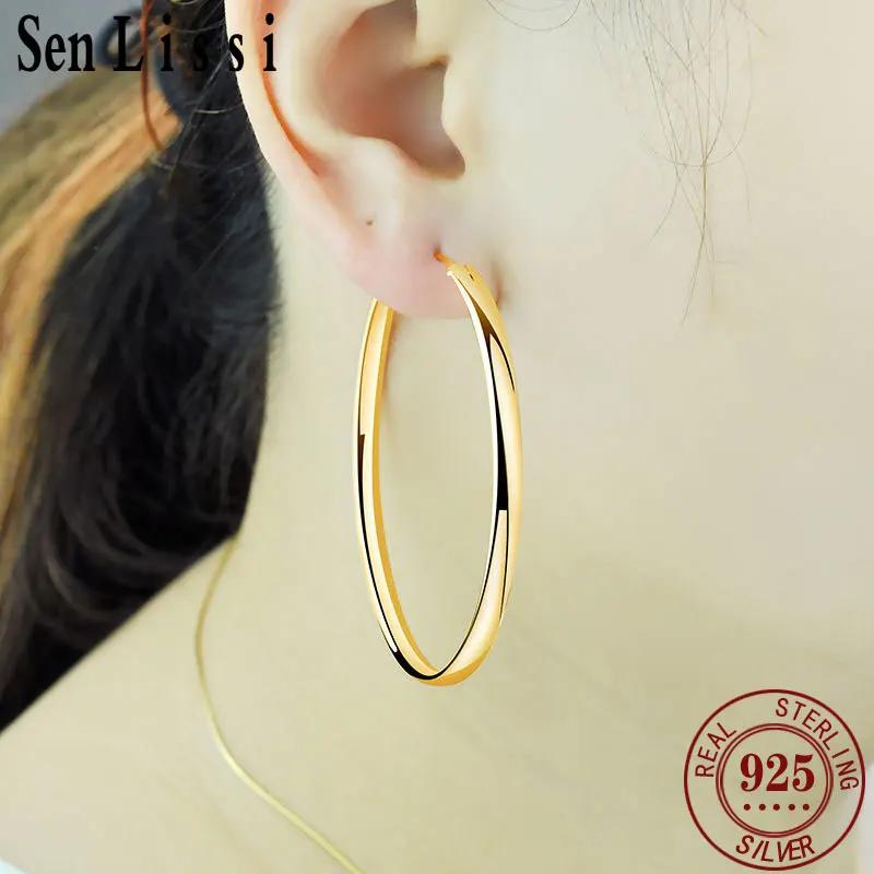 Senlissi-nouvelles boucles d'oreilles plaquées or 18 carats pour femmes, en argent Sterling 925, 3.0