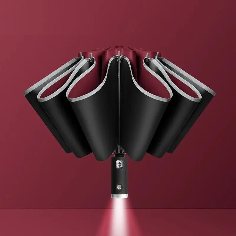 Nouveau parapluie d'ouverture et de fermeture automatique parapluie éclairé par LED parapluie Commer