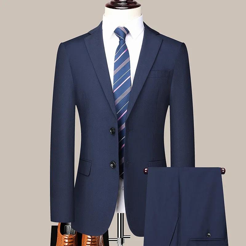 Costume (Blazer + Pantalon) Homme – Décontracté, Formel, Affaires, Élégant, Couleur Unie, Pour Toute