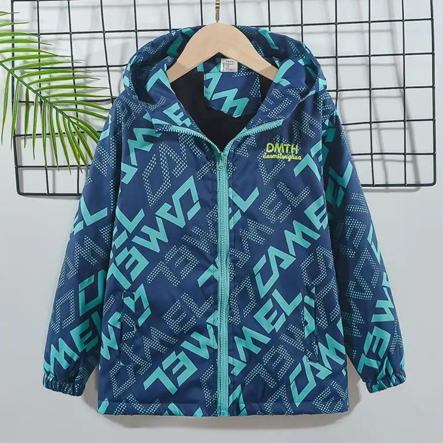 Veste extérieure épaisse imperméable pour garçon - Manteau à capuche coupe-vent mode automne