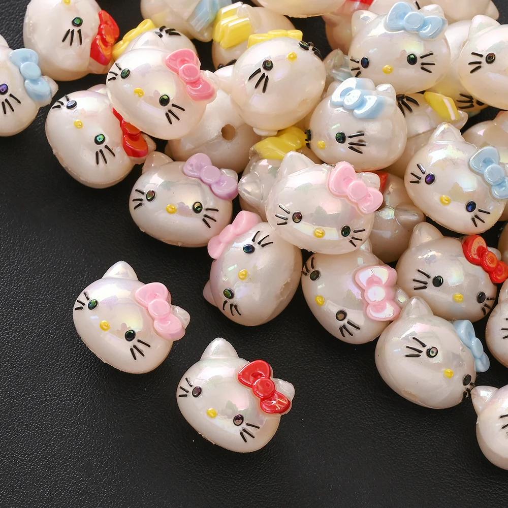 10 pièces mélange aléatoire de perles en résine Hello Kitty tête Focus perle pour bébé dentition suc