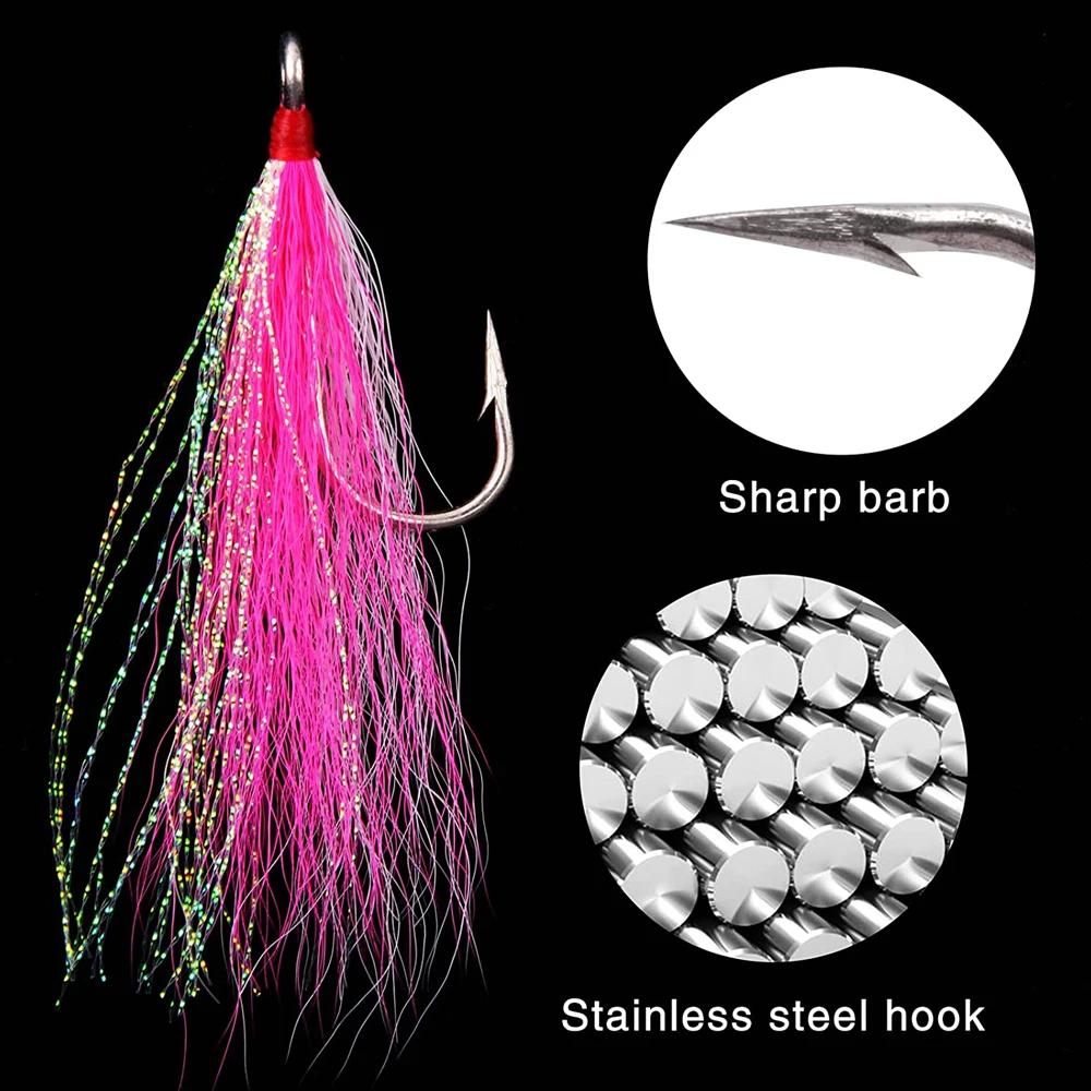 8 pièces/4 pièces Bucktail Teasers crochet de pêche leurres de pêche en eau salée plate-forme en aci