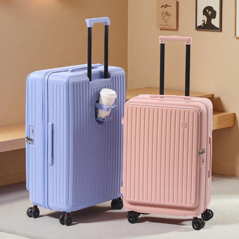 Valise extensible multifonctionnelle à ouverture frontale avec porte-gobelet, bagage de grande capac