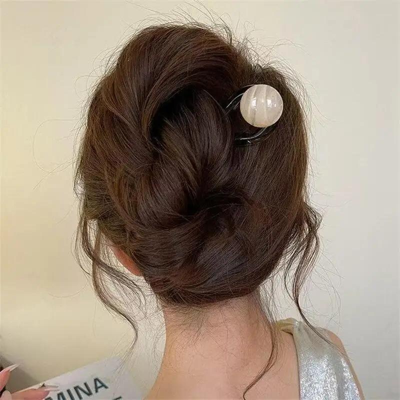 Bâtonnets à cheveux en forme de U avec perles colorées, épingle à cheveux, fourchette, chignon, doux