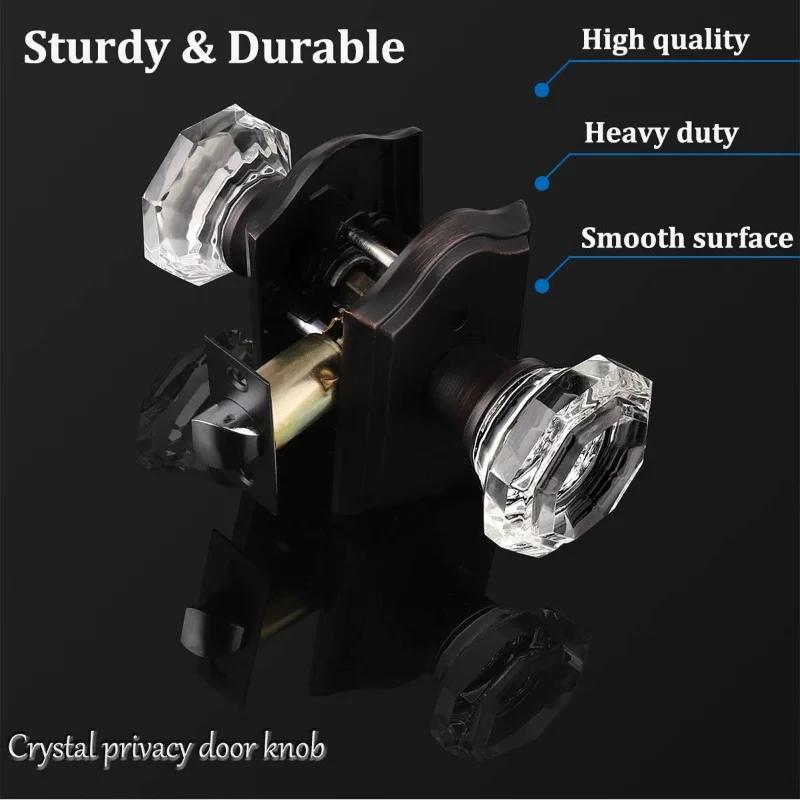 Paquet de 5 boutons de porte en verre diamant octogonal transparent avec serrure à l'intérieur, serr