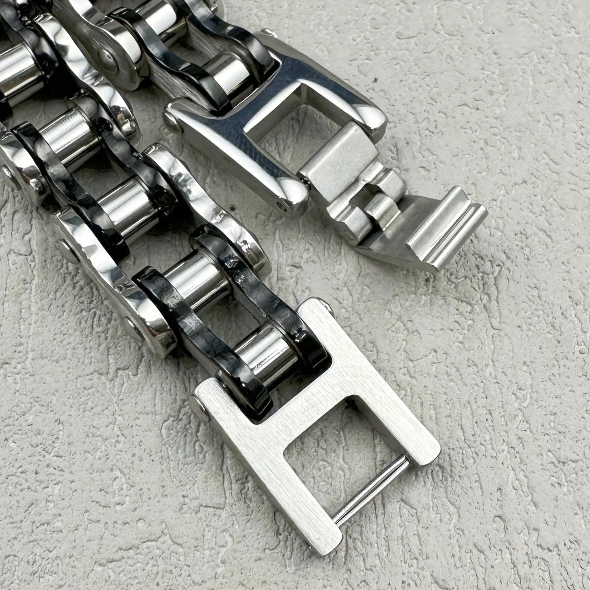1 pièces Punk Rock acier inoxydable motard hommes Bracelet lien chaîne moto vélo vélo chaîne Bracele