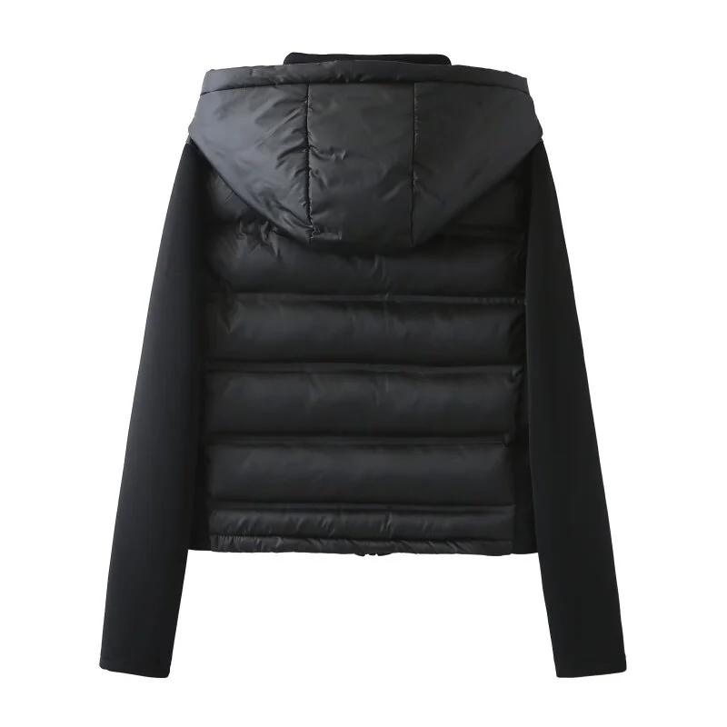 Veste matelassée légère en coton à capuche pour femme, style patchwork décontracté, idéale pour l'au