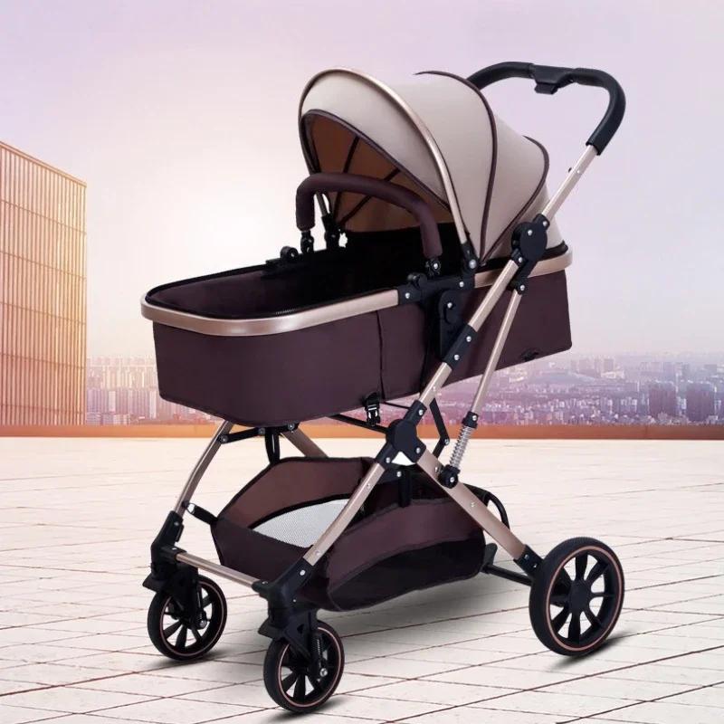 Poussette bébé 3 en 1 à grande vue avec siège auto pliable, dossier réglable, poussette bébé Portabl