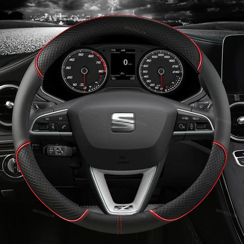 Housse de volant de voiture en cuir microfibre, 38cm, antidérapante, pour Seat Tarraco Arona Ateca I