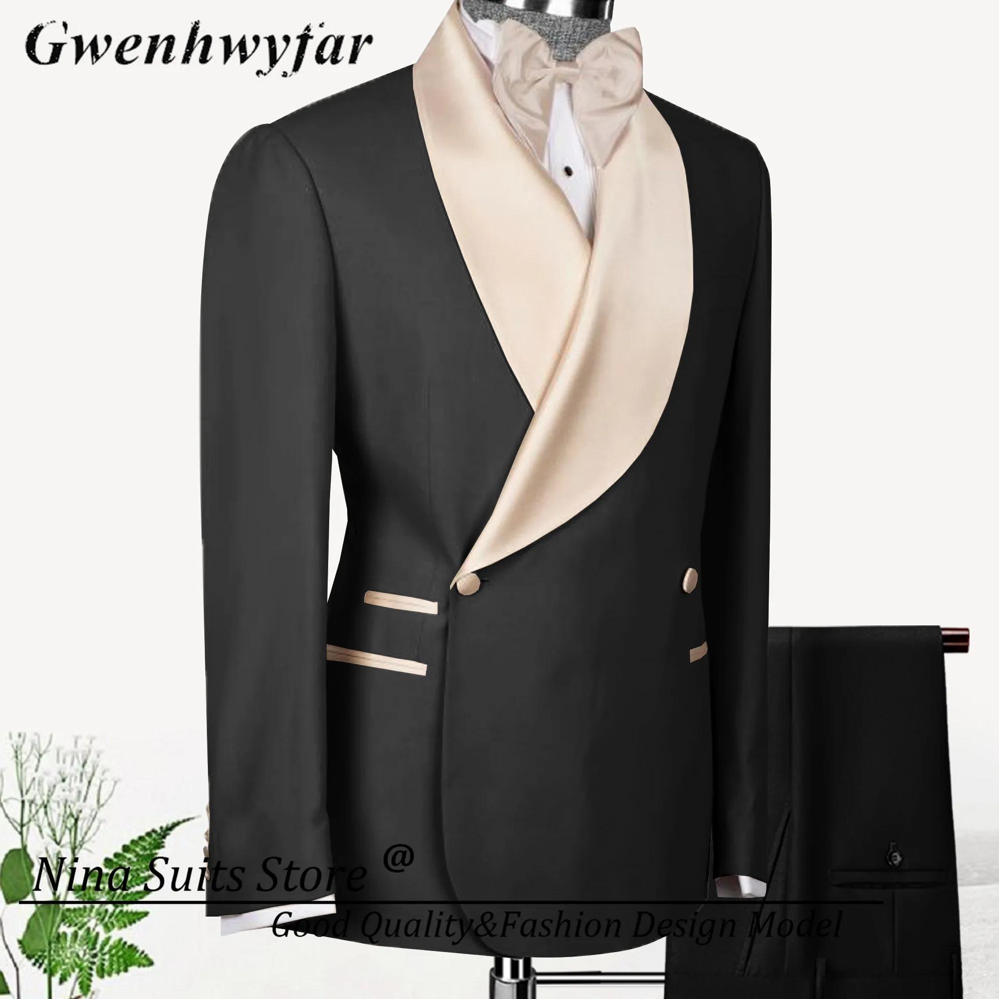 Nina Store – costumes à Double boutonnage pour hommes, Blazer bleu marine, pantalon formel à revers 