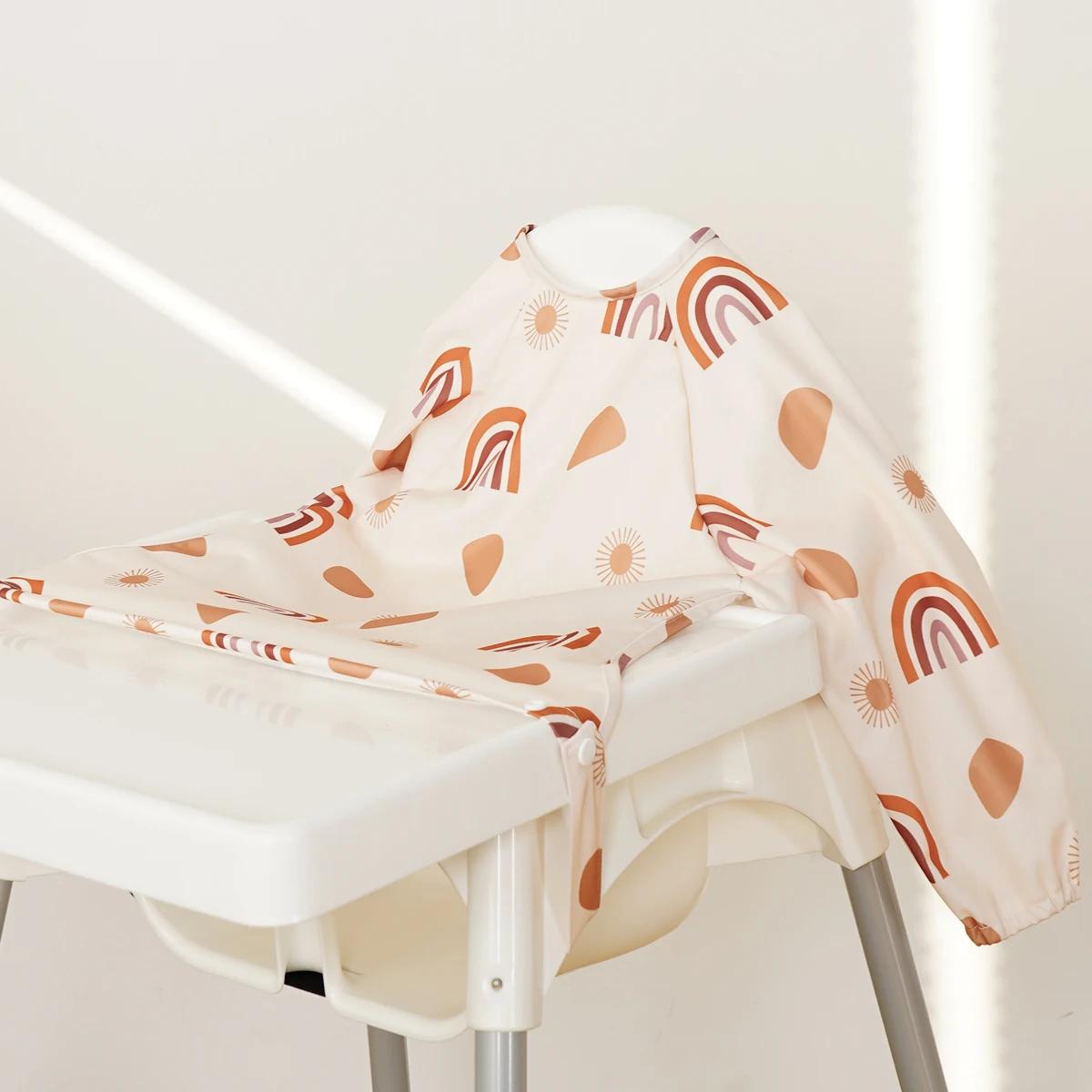 Elinfant-Bavoir en Polyester Imperméable à Manches sulfpour Bébé, Design lèvent à Pression Imprimés 