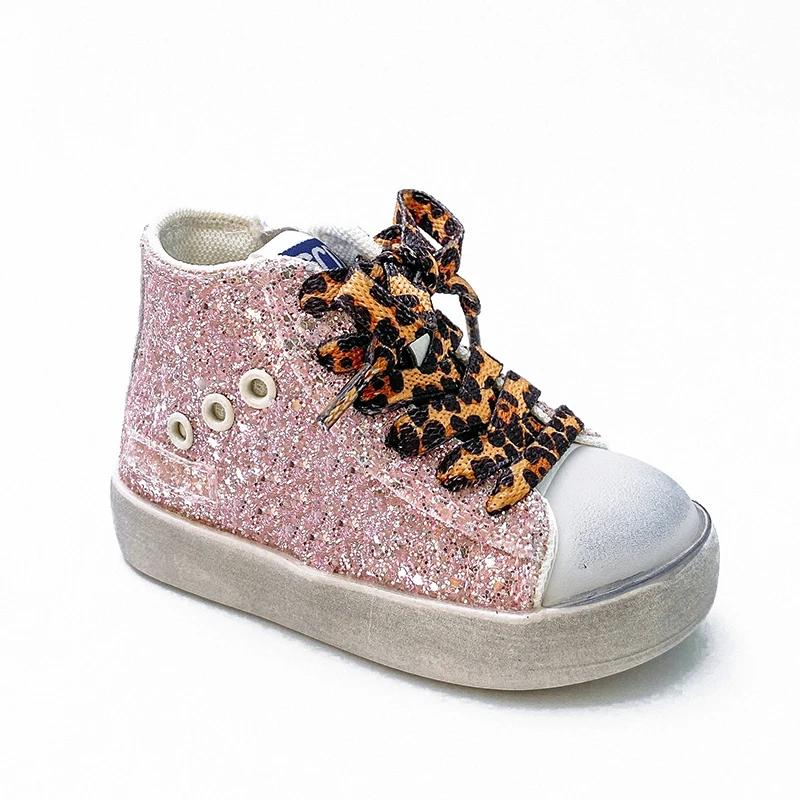 Baskets montantes scintillantes pour enfants, chaussures de sport pour filles, bottes décontractées 