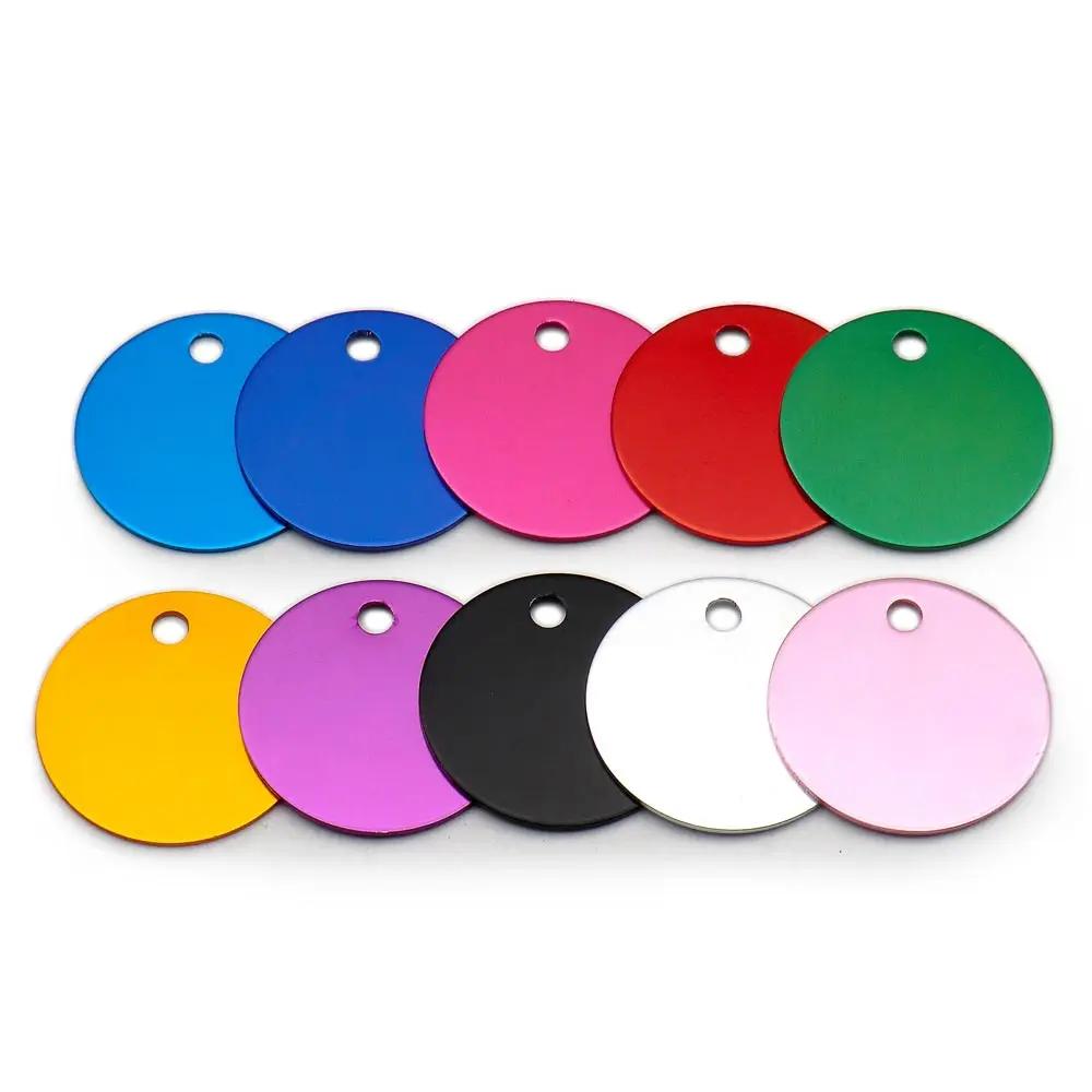 Étiquette d'identification ronde en aluminium pour chien, 100 pièces, nom personnalisé pour chiens e
